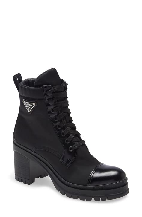 prada denim ankle boots|prada block heel combat boots.